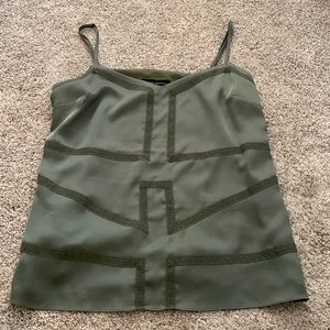 Banana Republic army green cami with lace detail
